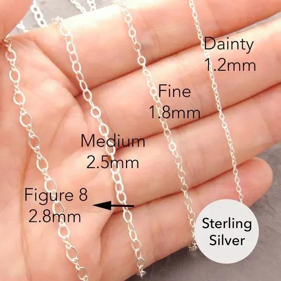18 Figure 8 Chain Necklace, silver necklace, thick, sterling silver 42-1s8-sp